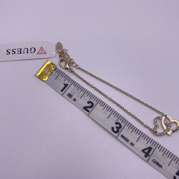 Guess Gold & Rhinestone Interlocking Hearts Bracelet - Picture 7 of 7